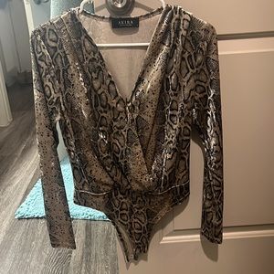 Snake Print Velvet Body Suit